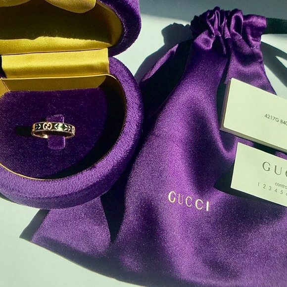 NWT GUCCI 18K Yellow Gold and White Enamel Icon Blooms Ring size 8 - Picture 7 of 13